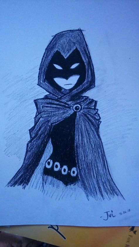 Raven....! Teen Titans...! My first charcol pencil drawing..... Teen Titans Drawing, Teen Titans Drawings, Raven Teen Titans Go, Batman Drawing, Ladybug Funny, Raven Teen Titans, Miraculous Ladybug Funny, Teen Titans Go, Drawing Inspo