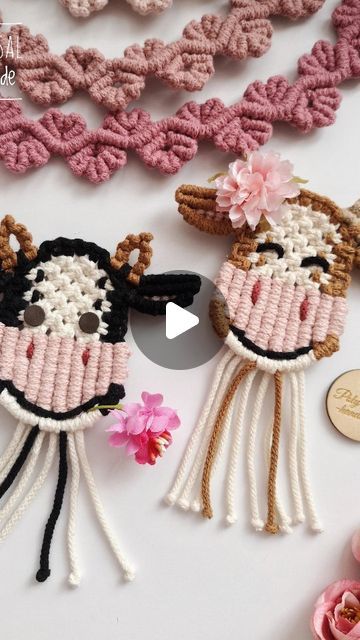 Macrame Cow Tutorial, Macrame Design Tutorials, Macrame Animals Tutorials, Macrame Cow, Macrame Horse, Animal Macrame, Halloween Macrame, Macrame Animals, Halloween Tutorial