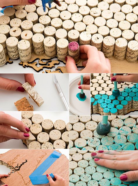 bild oder Pinnwand selber machen aus Korken_idee für basteln mit weinkorken Wine Cork Diy Crafts, Wine Cork Projects, Cork Crafts Diy, Wine Cork Diy, Diy Earrings Easy, Wine Cork Art, Cork Projects, Cork Diy, Cork Art