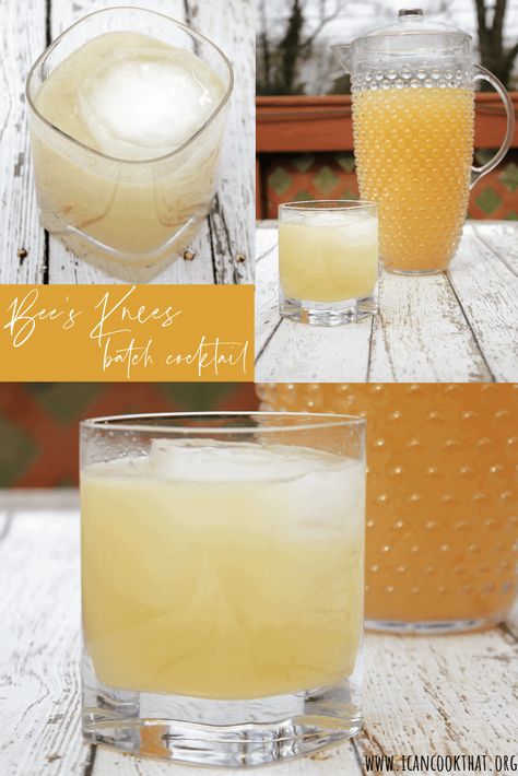 Bee Themed Alcohol Drinks, Bees Knees Cocktail Recipe, Big Batch Bourbon Cocktails, Batch Cocktail Recipes, Big Batch Cocktails, Mystery Ideas, Mussels In White Wine, Classy Cocktails, Bees Knees Cocktail