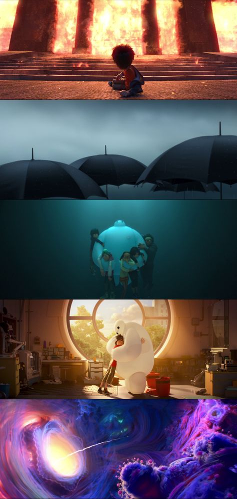 Big Hero 6, 2014 Director: Don Hall & Chris Williams Director of Cinematography lighting: Adolph Lusinsky Animated Movie Stills, Animated Movie Screencaps, Disney Cinematography, Movie Frames Cinematography, Animation Cinematography, Movies Cinematography, Storyboard Animation, Cinema Shots, Film Screencaps