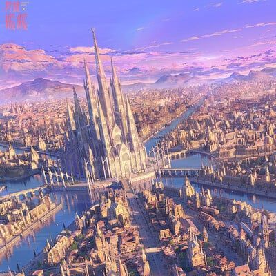 ArtStation - Arseniy Chebynkin Imperial City, Fantasy Background, My Fantasy World, Fantasy Castle, Fantasy City, Fantasy Places, Art Et Illustration, Futuristic City, Fantasy Art Landscapes