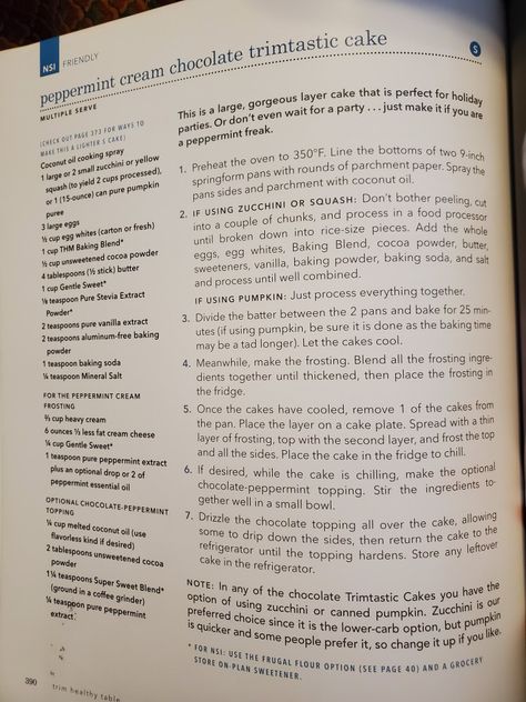 Trimtastic Cake Thm, Thm Chocolate, Thm Cake, Thm Meals, Fiber Recipes, Chocolate Peppermint Cake, Fuel Pull, Trim Healthy Mama Plan, Trim Healthy Momma