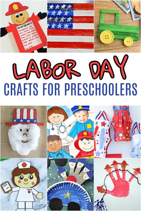 These Labor Day Crafts for Preschoolers are a great way to teach all about what Labor Day is and why we celebrate this national holiday in September. Labor Day Arts And Crafts For Kids, Labor Day Crafts For Preschoolers, Labor Day Crafts For Kids, Labor Day Activities For Kids, Doctor Bag Craft, Tractor Craft, Labor Day Activities, Mini Farming, Tractor Crafts