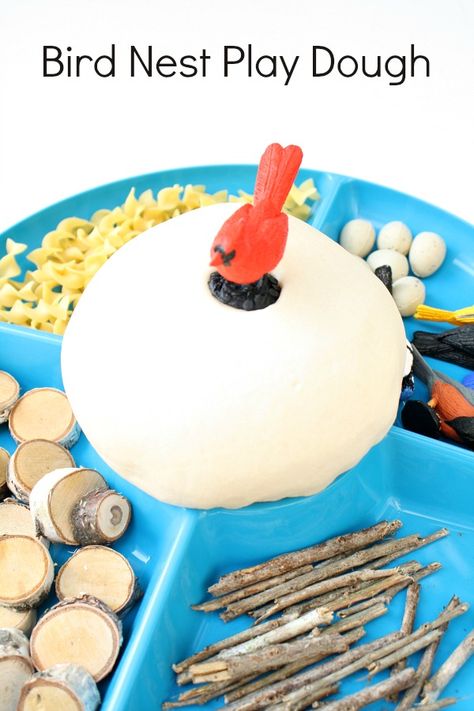 Spring play dough :: Bird Nest Play Dough :: bird theme activities Bird Theme Preschool, Diy Play Doh, Play Dough Invitation, Dough Ideas, Playdough Activities, Spring Preschool, Invitation To Play, Theme Activity, Bird Theme