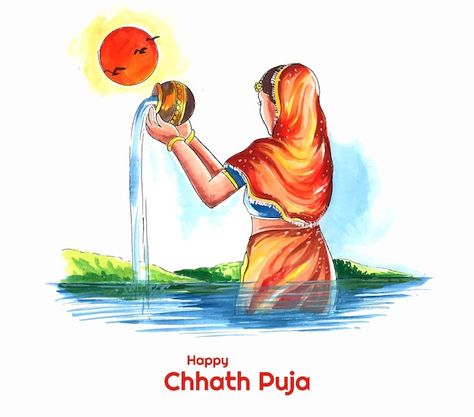 Happy chhath puja holiday background for... | Free Vector Chat Puja, Chhath Puja Wishes, Happy Chhath Puja, Festival Paint, Chhath Puja, Festivals Of India, Hindu Festivals, Holiday Background, Cute Romantic Quotes