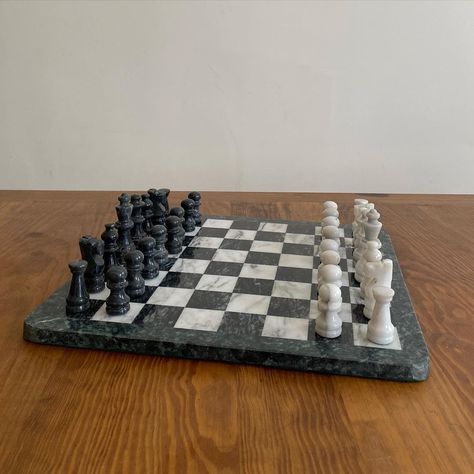 Make Your Bed on Instagram: “Large Marble Chess Set SOLD” Chess Board Marble, Marble Ideas, Stone Chess Set, Wooden House Design, Marble Chess Set, Marble Accessories, Marble Board, Indoor Design, Marble Decor