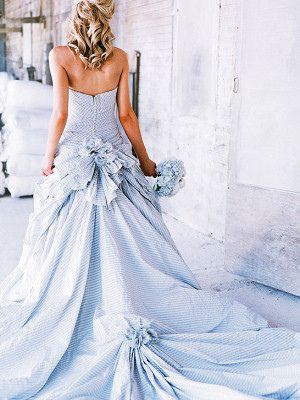 Blue and White Wedding Dresses | Strapless Blue and white Wedding Dress | Flickr - Photo Sharing! Seersucker Wedding, Light Blue Wedding Dress, Colored Wedding Gowns, Ian Stuart, Blue Wedding Dress, Light Blue Wedding, Blue Wedding Dresses, Pastel Wedding, Southern Weddings