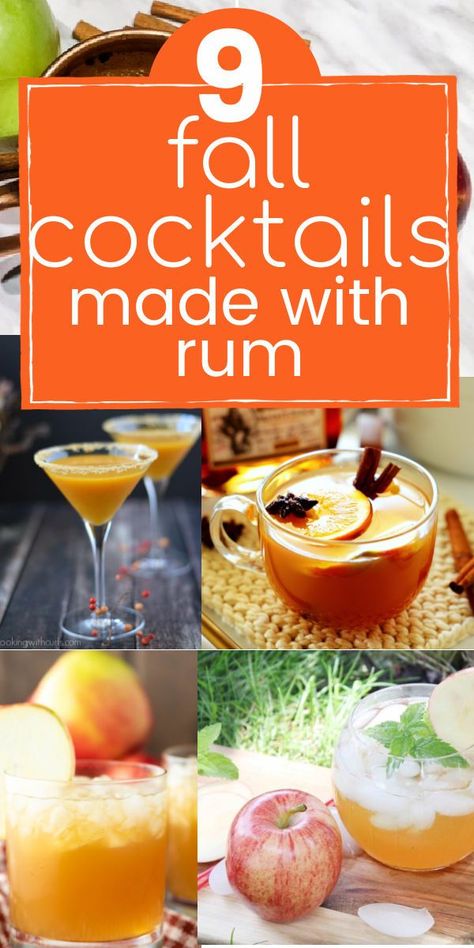 These fall rum cocktails are perfect for on crisp autumn nights. They use spiced dark rum and regular white rum so take your pick.Fall cocktails with rum. Holiday cocktails. Thanksgiving cocktails with rum Rum Holiday Cocktails, Fall Rum Cocktails, Holiday Cocktails Thanksgiving, Drinks Made With Rum, Cocktails With Rum, Spiced Rum Recipes, Rum Drinks Easy, Spiced Rum Drinks, Rum Mixed Drinks