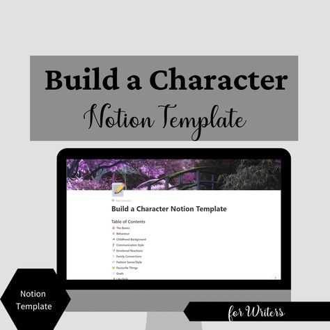 Build a Character Notion Template, Notion for Writers, Notion Brainstorming Tool for Writers, Notion-Based Character Builder, Writing Tool by FunnyFacePrintables on Etsy Novel Highlights, Build A Character, Character Builder, Character Questions, Template Notion, Communication Styles, Notion Template, Writing Advice, Character Building