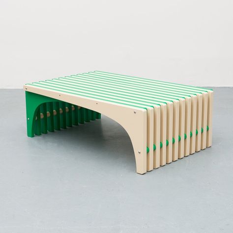 Arc Coffee Table — ZACHARY FRANKEL Wood Product Design, Table Swag, Plywood Coffee Table, Cnc Furniture Plans, Cnc Table, Linear Park, Industrial Design Trends, Cnc Furniture, Wood Chairs