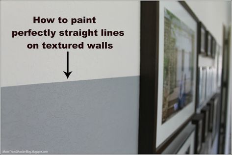 How to paint perfectly straight lines on textured walls. Straight Line Painting, Painting Textured Walls, Tape Wall, Striped Walls, Wall Borders, Paint Techniques, Line Texture, Corner Wall, Paint Stripes