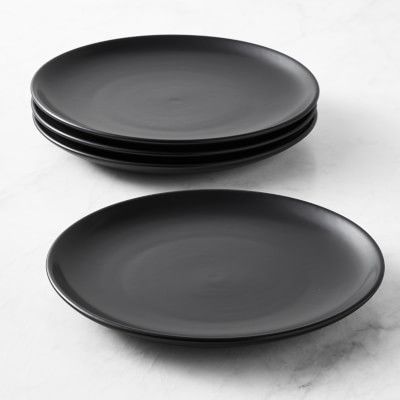 Open Kitchen Matte Dinnerware Collection + Place Setting | Williams Sonoma Black Dinner Plates, Parisian Dining, Specialty Kitchen Tools, Modern Flatware, 1st Apartment, Everyday Dishes, Slow Cookers, Black Plates, Dinner Plate Sets