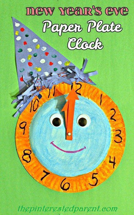 Fun and cute way to pass the time on New Year's Eve! Fun clock craft perfect for preschoolers! Paper Plate Clock, Decoration Craft Ideas, News Years Crafts For Kids, New Year Clock, New Year's Eve Crafts, Kids New Years Eve, New Year's Eve Activities, Clock Craft, January Crafts