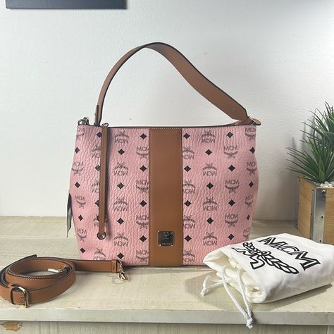 MCM Klara Soft Pink Visetos Medium Hobo Crossbody Bag NWT Mcm Purse, Mcm Handbags, Hobo Crossbody Bag, Mcm Bags, Pink Crossbody Bag, Body Stickers, Wallet Chain, Bear Toy, Luxury Items