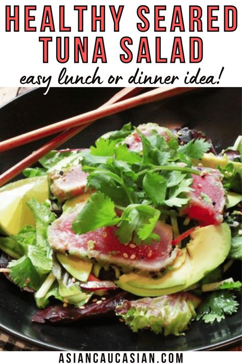 Seared Tuna Recipe, Salad With Miso Dressing, Seared Tuna Salad, Tuna Recipe, Healthy Asian, Healthy Asian Recipes, Seared Tuna, Healthy Food Guide, Miso Dressing