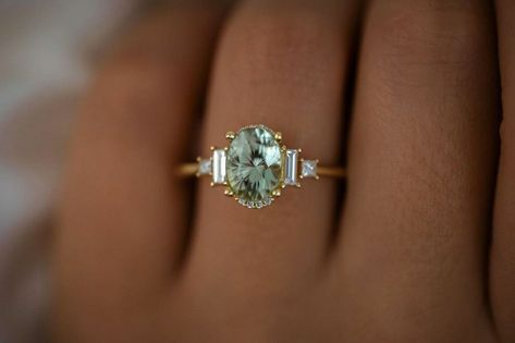 Green Wedding Rings, Tourmaline Engagement Ring, Green Tourmaline Ring, Cute Engagement Rings, Future Engagement Rings, Sage Green Wedding, Dream Engagement, Step Cut, Dream Engagement Rings