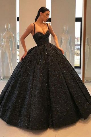 Quinceanera Dresses With Straps, Prom Dresses Long Princesses, Dresses With Straps, Black Quinceanera, Dresses Sparkle, Prom Dresses Long Black, Black Quinceanera Dresses, Black Ball Gown, Cheap Prom Dresses Long