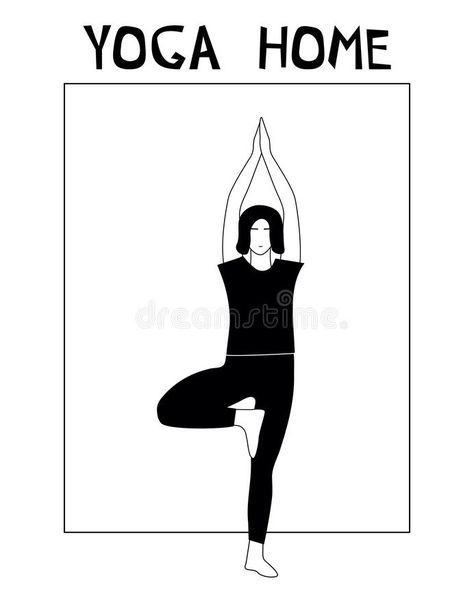 Woman Doing Yoga At Home. Illustration With Pose Tree Pose, Vrikshasana Stock Vector - Illustration of health, design: 182255629 At Home Illustration, Woman Doing Yoga, Yoga Tree, Home Illustration, Yoga Illustration, Tree Pose, Health Design, Yoga At Home, How To Do Yoga