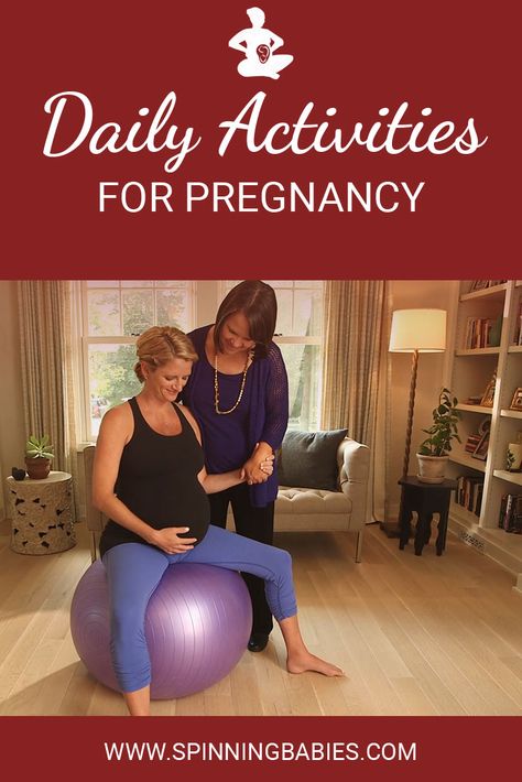 Daily activities for pregnancy - These daily activities begin balancing your pregnant body to make space for baby’s best birth position. via @spinningbabies Yoga Ball Third Trimester, Third Trimester Yoga Ball Exercises, Third Trimester Ball Stretches, Stretches To Prepare For Birth, Prenatal Exercise Ball Workout, Third Trimester Exercise Ball, Prenatal Yoga Ball Exercises, Pregnancy Exercise Ball Workout, Spinning Babies Daily Exercises