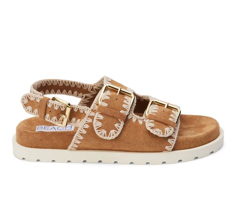 Dip your toes into the epitome of laid-back elegance with the Koa Sandals. These sandals effortlessly capture the spirit of sun-soaked days and salty breezes, offering a perfect blend of style and comfort for your beach-inspired escapades. Soft Faux Suede Fabric upper, Slingback strap with adjustable buckle closure, Dual upper straps with adjustable buckle closures,1.25\ sole height, Open round toe, Lightly padded contoured footbed, Man made outsole, Exaggerated stitched detailing | Women's Beac Faux Suede Fabric, Footbed Sandals, Woman Beach, Sling Back, Pretty Shoes, Slingback Sandal, Casual Sandals, Cute Shoes, Summer Outfit