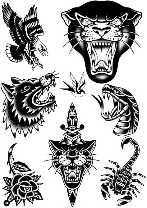 Traditional Tattoo Animals, Black Flash Tattoos, Traditional Tattoo Black And White, Traditional Tattoo Outline, Traditional Tattoo Man, Traditional Tattoo Drawings, Tato Flash, Tato Tradisional, Traditional Black Tattoo