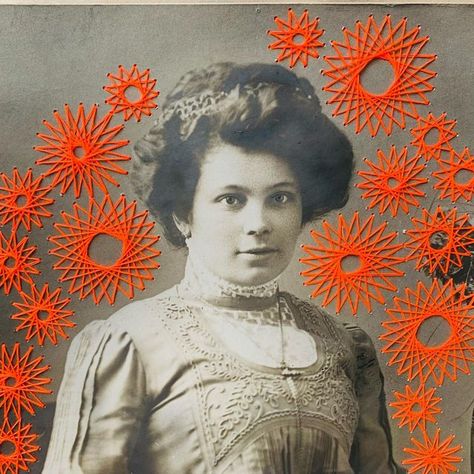 Petra Heidrich | artist on Instagram: "Work in progress…advertising for a handicraft market (detail), hand embroidered vintage photo #petraheidrich #textileart #mixedmediaart #vintageart #embroideryart #embroideryonpaper #threaddrawing #blackandwhitephoto #handembroidery #needleart #oldphoto #womanportrait #handmade #braunschweig #contemporarycraft #modernembroidery #neonlove #creativestitching #create #sticken #stickenaufpapier @rico_design @rico_stitching" Petra Heidrich, Embroidered Photos, Embroidered Photography, Embroidered Photo Art, Embroidered Photographs, Photo Embroidery, Embroidered Photo, Contemporary Crafts, Modern Embroidery