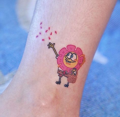 Rip Tattoos For Mom, Spongebob Tattoo, Cute Finger Tattoos, Tattoo Thigh, Kawaii Tattoo, Парные Тату, Cute Little Tattoos, Cute Tiny Tattoos, Tatuaje A Color