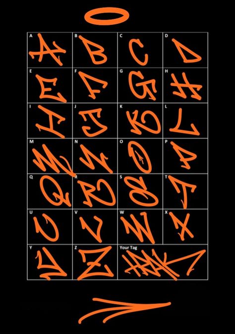 Graffiti tags Alphabet Handstyle Graffiti, Cool Fonts Alphabet, Letters Graffiti, Alphabet Graffiti, Easy Graffiti, Alfabet Font, Graffiti Tags, Tag Alphabet, Graffiti Lettering Alphabet