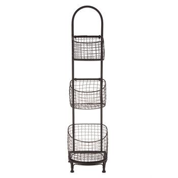 Bathroom? 3 Tier Basket Stand Ideas Bathroom, 3 Tier Basket Stand Nursery, Kitchen Decor Hobby Lobby, Metal Tier Baskets, Visual Organization, Organize Towels, Farmhouse Decor Hobby Lobby, Pottery Barn Galvanized Tiered Stand, 3 Tiered Wire Basket Stand