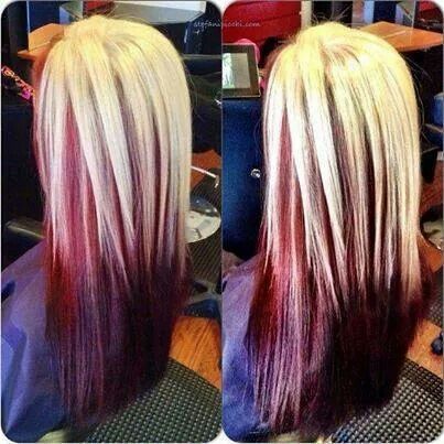 Blonde and red shadow box Red With Blonde, Red And Blonde Hair, Red And White Hair, Hair Color Red, Red And Blonde, Hairstyles Color, Blonde Streaks, School Hair, Balayage Ombre