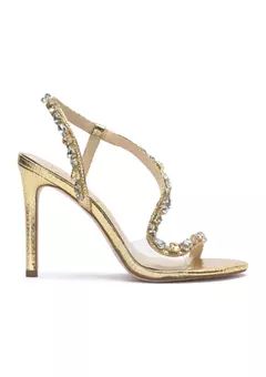 Jessica Simpson Jaycin Jewel Heeled Sandals | belk Gold Heels Prom, Bling Heels, Heels Prom, Jeweled Heels, Cinderella Shoes, Stiletto Sandals, Gold Heels, Heel Sandal, High Fashion Street Style