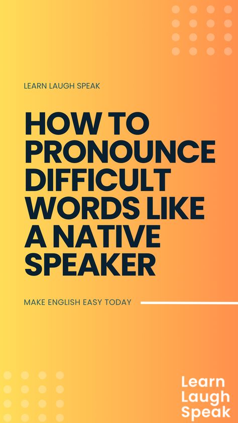 Pronouncing words correctly is difficult for most people. There are thousands of words in English that take time to pronounce and learn. This article will help you to articulate every word with accuracy and easy like a native speaker. Difficult Words, Native Speaker, Communication Tips, How To Pronounce, Take Time, To Speak, Abs Workout, Nativity, Communication