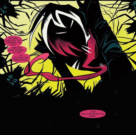 Gwenom in Spider-Gwen vol 2 #27 | Art by Veronica Fish & Rico Renzi Gwenom Marvel, Spider Gwen Comics, Gwen Spiderman, Black Vampire, Gwen Stacy, Spider Gwen, Spider Woman, Neon Art, Batman Comics