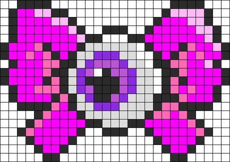 Eye Bow bead pattern Eyeball Perler Bead Patterns, Creepy Cute Perler Beads, Creepy Perler Beads, Bow Perler Bead Patterns, Creepy Perler Bead Patterns, Beads Stitch, Perler Pattern, Modele Pixel Art, Kandi Cuffs