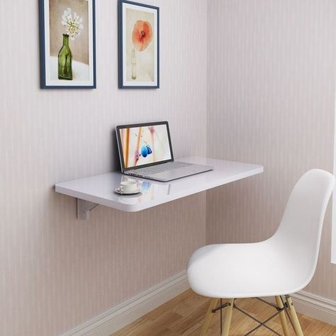 Wall Mounted Dining Table, Small Space Hacks, Desks For Small Spaces, Study Room Decor, Minimalist Room, Tiny Bedroom, Home Office Space, Simple Bedroom, Home Room Design