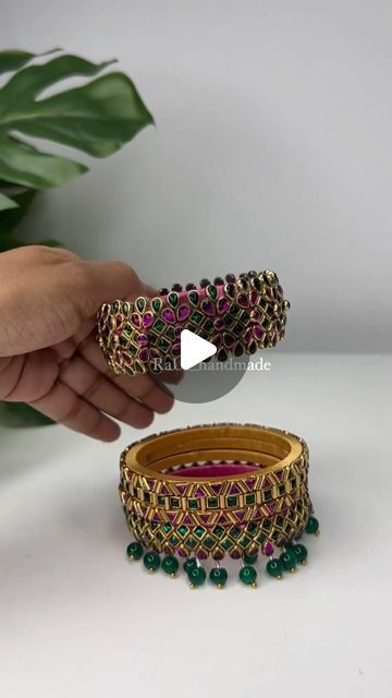 Silk Thread Bangles Design Latest, Fabric Bangles, Traditional Bangles, Silk Thread Bangles Design, Silk Thread Earrings, Thread Bangles Design, Kundan Work, Kundan Bangles, Fabric Jewellery