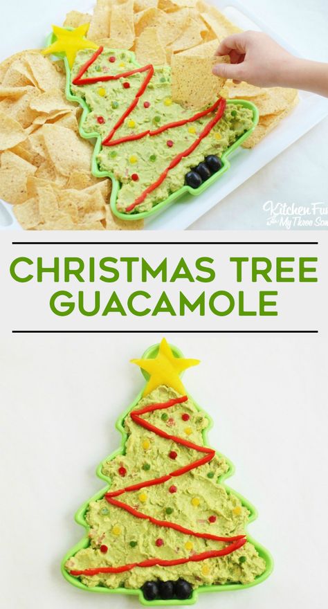 Christmas Tree Guacamole. Fun holiday appetizer! #christmas #party Christmas Tree Dip, Avocado Growing, Christmas Tree Kitchen, Best Christmas Appetizers, Best Holiday Appetizers, Christmas Appetizer, Party Dip Recipes, Fantastic Recipes, Winter Treats