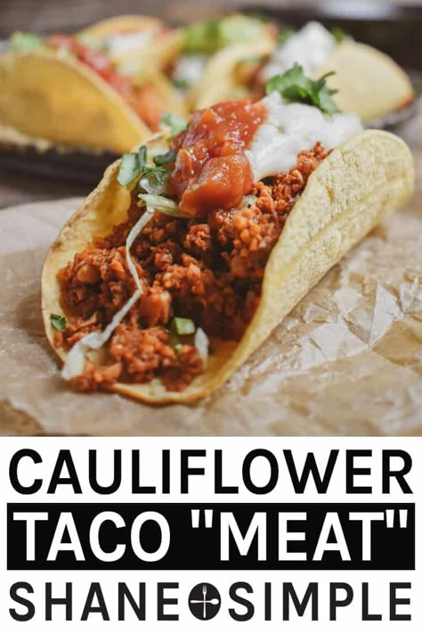 The BEST Vegan Cauliflower Mushroom Walnut Taco Meat. Low-fat, easy to make, healthy, plant-based, no oil, and ready in 20 minutes. #WFPBrecipe #VeganRecipe #plantbased #healthymeals #withoutoil #easyrecipe #cleaneating Vegetarian Taco Filling, Vegan Taco Meat Recipe, Walnut Taco Meat, Vegan Bechamel, Vegan Taco Meat, Taco Meat Recipe, Vegan Tacos Meat, Vegan Meat Substitutes, Cauliflower Mushroom