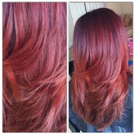 Love the cut and the color! Red Hair With Layers, Hair With Layers, Auburn Hair, Red Hair Color, Long Hairstyles, Grunge Hair, Love Hair, Hair Today, Great Hair