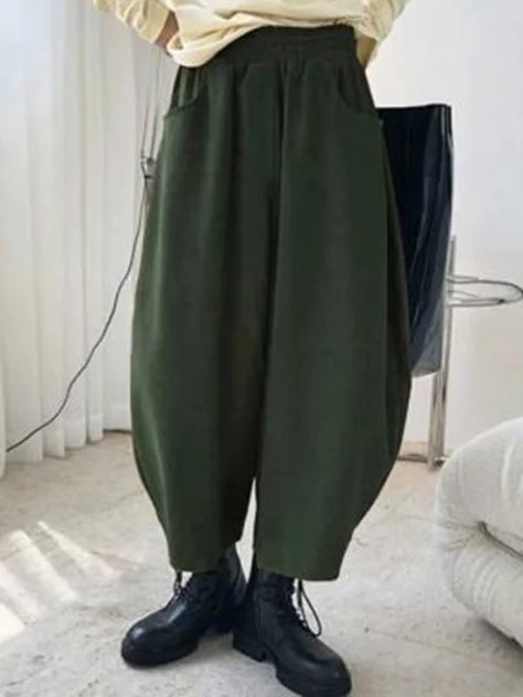 Harem Pants Loose Buttoned Striped Pants Trousers BLUE-S Baggy Harem Pants, Harlem Pants, Oversize Pants, Lantern Pants, Trousers Baggy, Winter Typ, Trousers For Women, Korean Casual, Midi Dress Casual