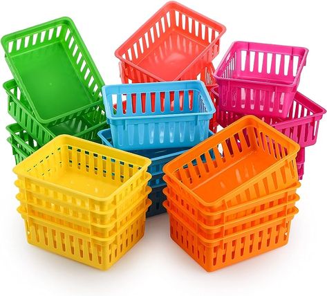 DEAYOU 24 Pack Classroom Storage Baskets, Small Plastic Baskets for Organizing, Colorful Storage Trays, Crayon Pencil Containers Organizer Bins for Desk, Drawer, Home, Office, 6.1"L x 4.7"W x 2.4"H : Amazon.co.uk: Stationery & Office Supplies Disclaimer: affliate links attatched Pencil Container, Office Drawer Organization, Storing Baby Clothes, Teacher Office, Drawer Desk, Colorful Storage, Feuille Eucalyptus, Plastic Basket, Classroom Storage