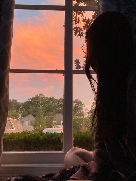 Sunset From Apartment Window, Staring Out The Window Aesthetic, Sunset Through Window, Pretty Windows, Sunsets Aesthetic, Sunset Window, Dance Nation, Window Pictures, Nicola Yoon