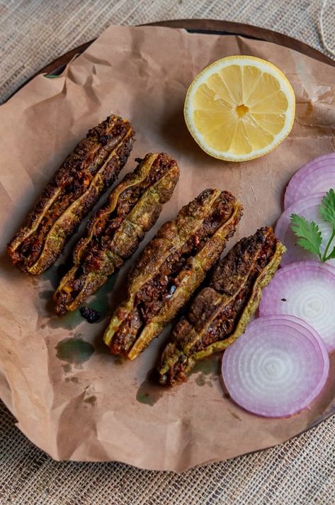 Punjabi Bharwan Karela - Stuffed bitter gourd • The Magic Saucepan Karela Recipe, Peanut Masala, Indian Vegetarian Dishes, Veggie Dinner, Kerala Food, Dinner Meal Prep, Bitter Gourd, Indian Snacks, Indian Food Recipes Vegetarian