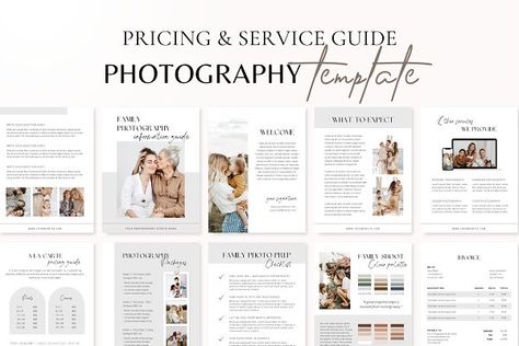 Photography Style Guide, Pre Shoot, Pricing Templates, Pricing Guides, Guide Template, Photography Templates, Photography Packaging, Time Design, Photography Services