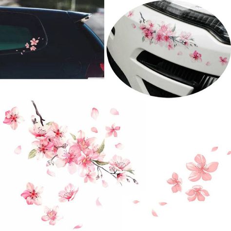 Car Patches, Red Jeep, Vinyl For Cars, Pink Cherry Blossom, White Car, Blossom Tree, Car Hacks, Pink Cherry, Floral Stickers