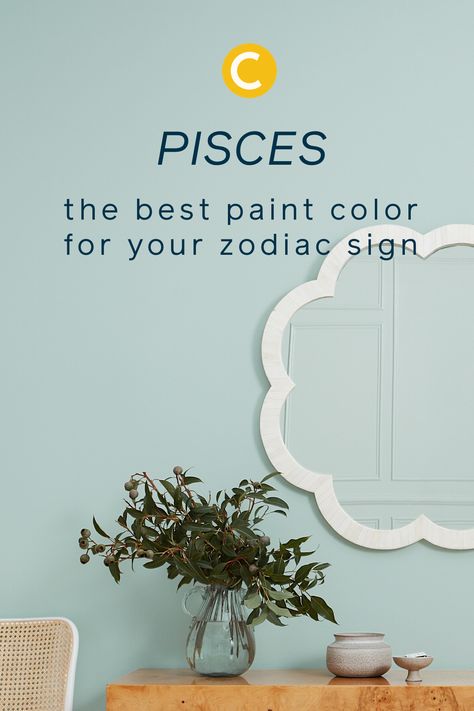 The Best Paint Colors For Your Zodiac Sign - Astrological Decor  | Blue paint colors for bedroom | Blue paint colors for living room | Blue paint colors for bathroom | Paint Color for Pisces | Pisces Home Decor  #horoscope #zodiac #homedecor#paint #color Blue Paint Colors For Bathroom, Pisces Bedroom, Living Room Blue Paint, Astrological Decor, Blue Paint Colors For Bedroom, Warm Blue Paint Colors, Paint Colors For Bathroom, Paint Colors For Bedroom, Small Bathroom Paint Colors