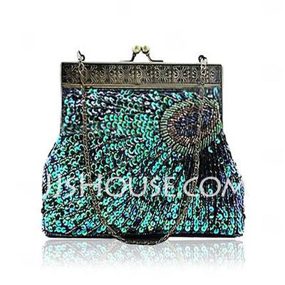 Handbags - $39.99 - Hand-Made Peacock Pattern Stone Evening Bag With Flowers Front (012026247) http://jjshouse.com/Hand-Made-Peacock-Pattern-Stone-Evening-Bag-With-Flowers-Front-012026247-g26247 Peacock Clutch, Prom Clutch, Sparkly Accessories, Wedding Handbag, Sequin Clutch, Peacock Pattern, Sequin Decor, Beaded Evening Bags, Wedding Purse