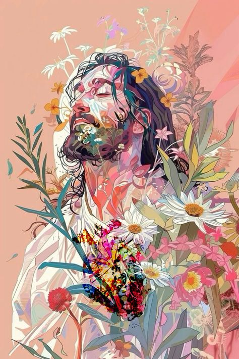 Connection With Nature, Jesus Painting, Art Christian, Eyes Closed, Jesus Art, Jesus Is, In Bloom, Jesus, Art