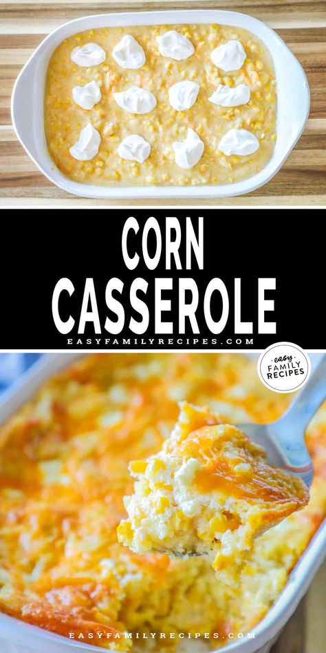 This Jiffy Corn Casserole is the BEST cheesy corn casserole recipe out there! It only has a few ingredients and takes minutes to make. The result is the most lusciously creamy, sweet corn filled casserole with savory cheese baked on top for the perfect corn pudding side dish. We love this casserole for thanksgiving, Christmas, Easter, and an easy side dish for grilling out. What makes this Jiffy Corn Casserole so special is the dollops of sour cream throughout the casserole adding flavor pops. Corn Casserole By Susan Drees, Corn And Spaghetti Casserole, Best Baked Corn Casserole, Spicy Corn Casserole, Corn Casserole Recipes, Shoepeg Corn Casserole, Cheesy Corn Casserole Recipe, Best Corn Casserole, Jiffy Corn Casserole Recipe